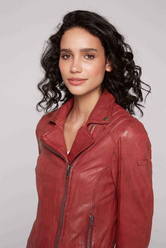 Soccx Bikerjacke Aus Leder Im Vintage Look Red