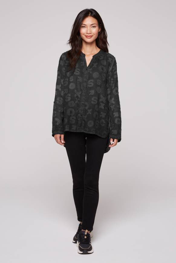 Soccx Bluse Oil Dyed Mit Intarsia-Muster Black