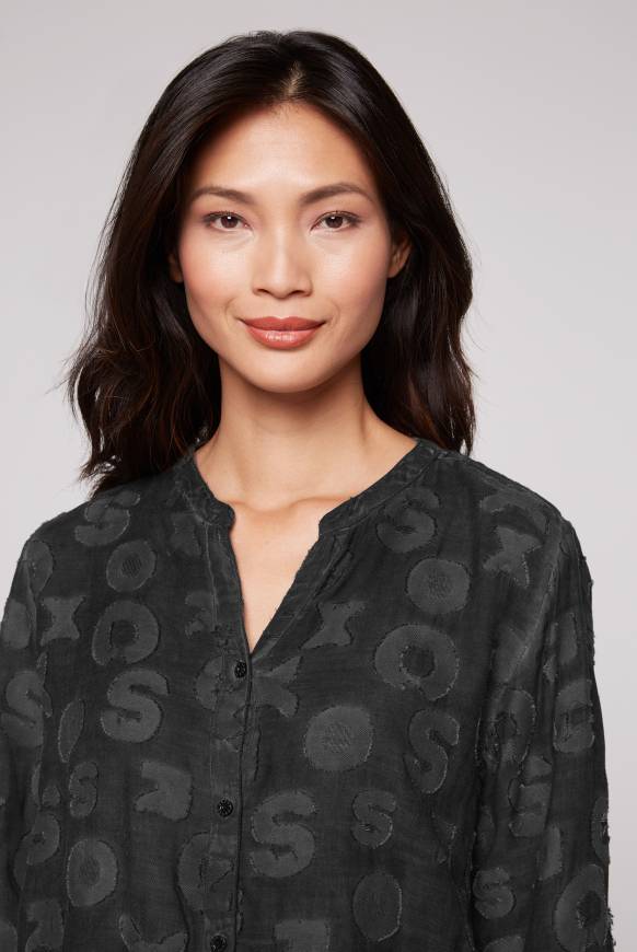 Soccx Bluse Oil Dyed Mit Intarsia-Muster Black