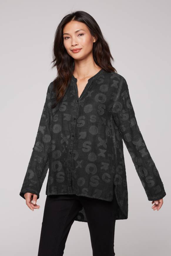 Soccx Bluse Oil Dyed Mit Intarsia-Muster Black