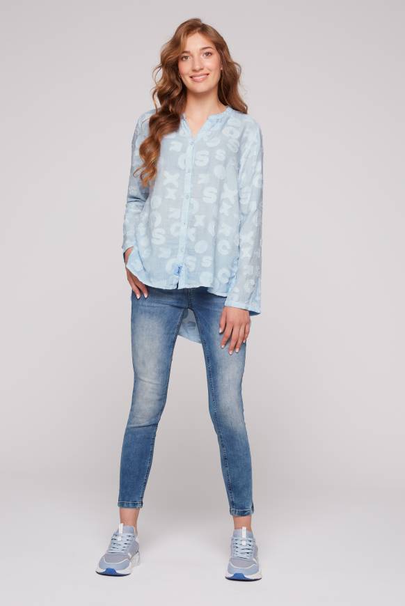 Soccx Bluse Oil Dyed Mit Intarsia-Muster Cool Blue