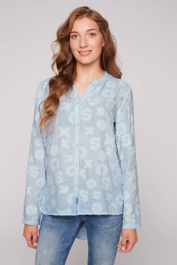 Soccx Bluse Oil Dyed mit Intarsia-Muster cool blue