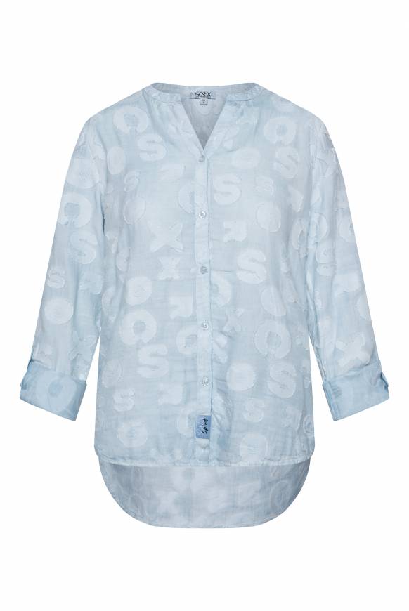 Soccx Bluse Oil Dyed Mit Intarsia-Muster Cool Blue