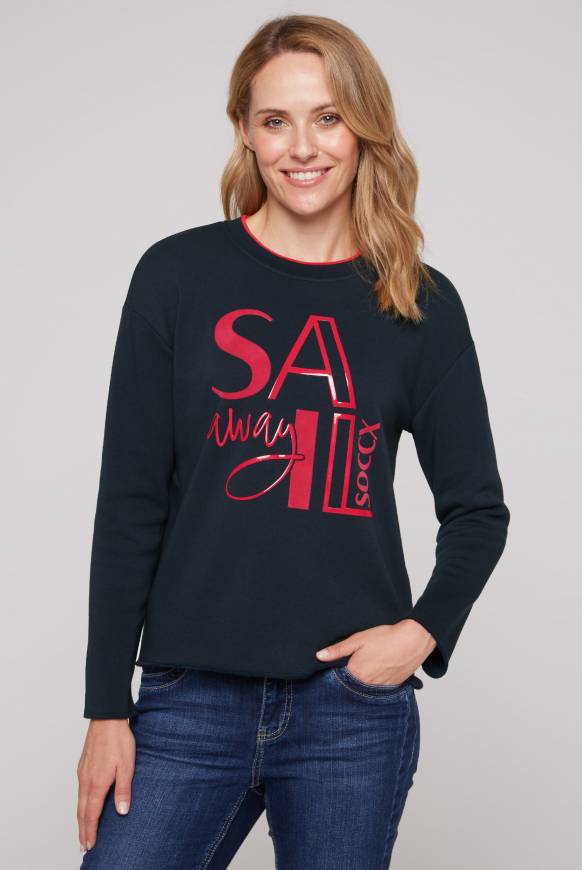 Soccx Bonded Sweatshirt mit Glossy-Print blue navy