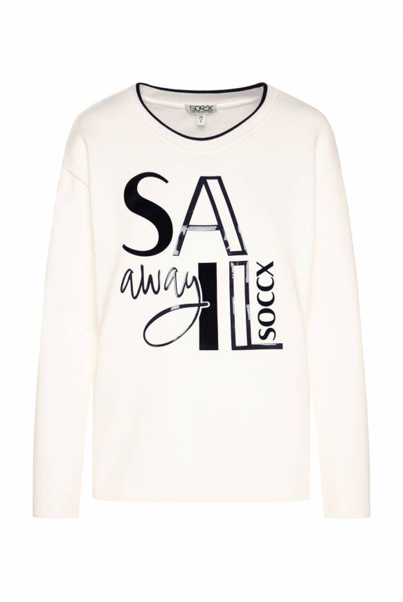 Soccx Bonded Sweatshirt Mit Glossy-Print Ivory