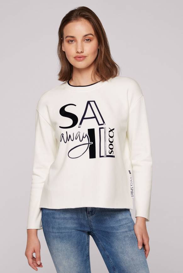 Soccx Bonded Sweatshirt Mit Glossy-Print Ivory