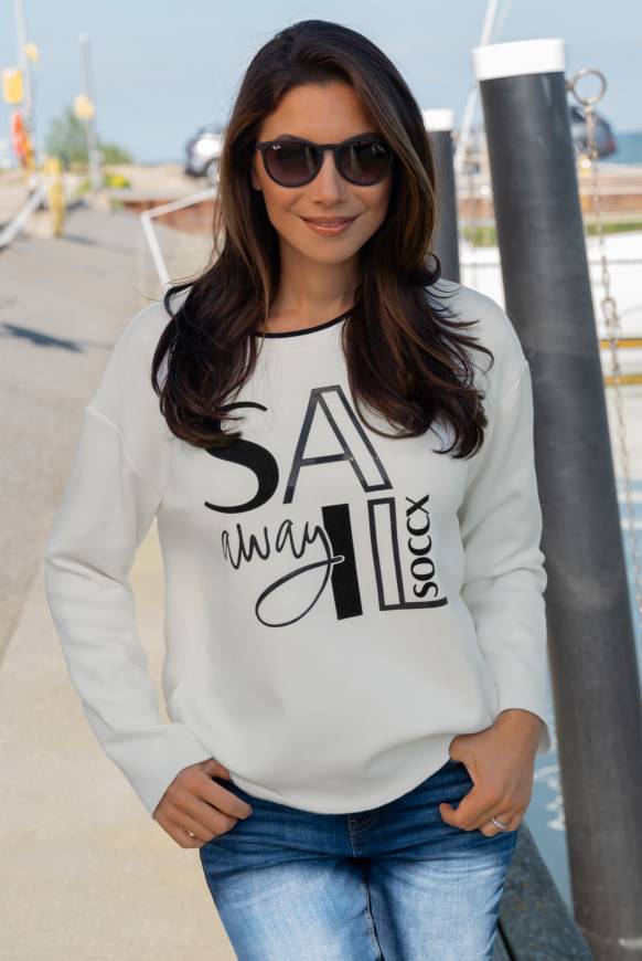 Soccx Bonded Sweatshirt mit Glossy-Print ivory