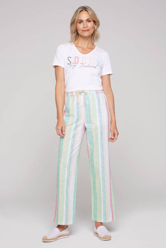 Soccx Bunt Gestreifte Leinenhose Multi Color