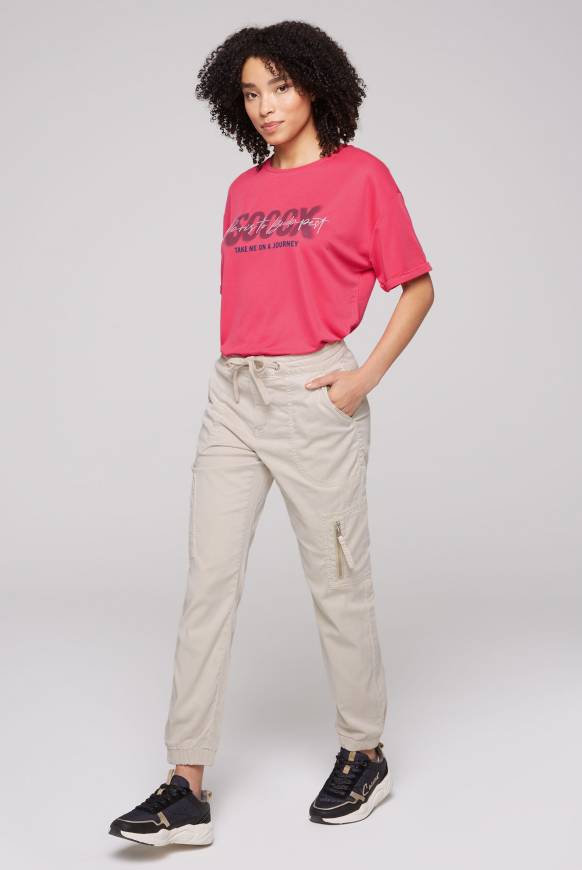 Soccx Cargohose Mit Print Artwork Stone Beige