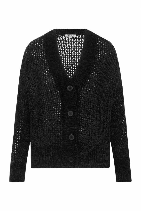 Soccx Chenille-Cardigan Mit Strickmuster Black