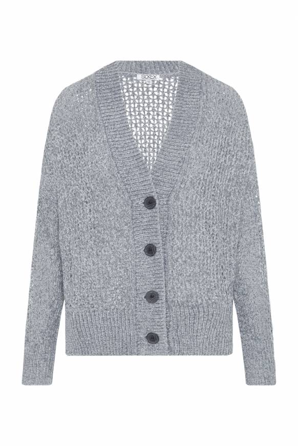 Soccx Chenille-Cardigan Mit Strickmuster Cold Grey