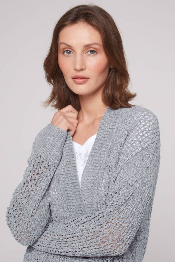 Soccx Chenille-Cardigan Mit Strickmuster Cold Grey