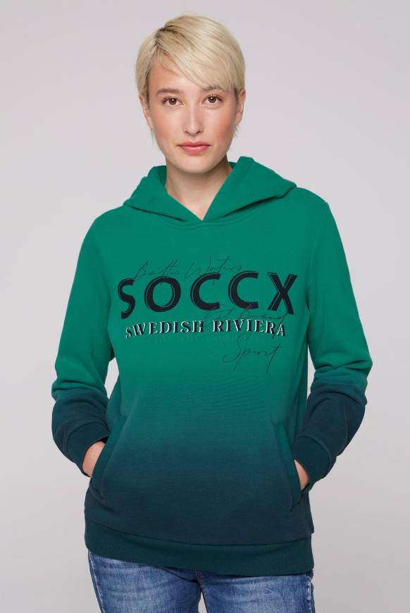 Soccx Dip Dye Hoodie mit Logo Print bottle green