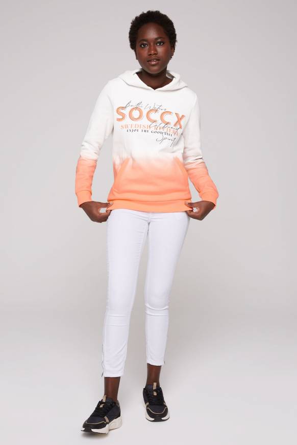 Soccx Dip Dye Hoodie Mit Logo Print Ivory