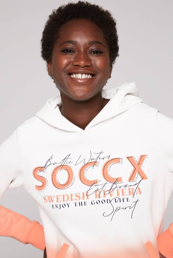 Soccx Dip Dye Hoodie Mit Logo Print Ivory
