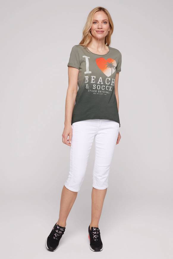 Soccx Dip Dye T-Shirt Mit Glitter Print Sage Green