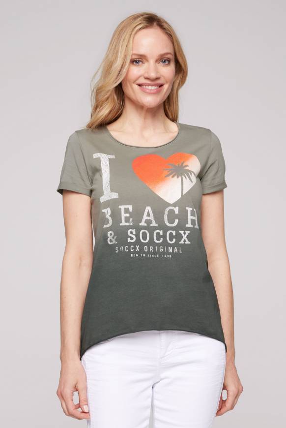 Soccx Dip Dye T-Shirt mit Glitter Print sage green