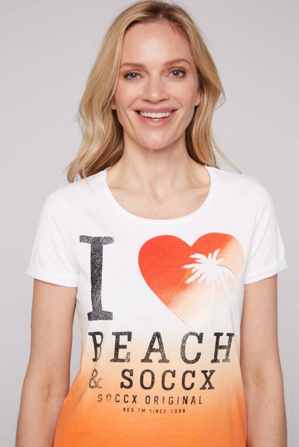 Soccx Dip Dye T-Shirt Mit Glitter Print Sunstone