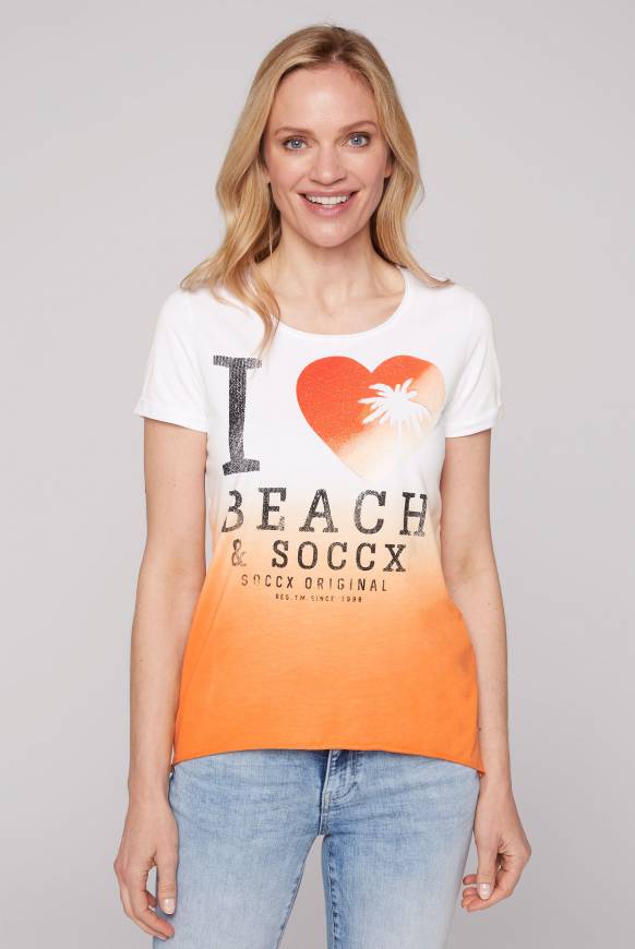Soccx Dip Dye T-Shirt mit Glitter Print sunstone
