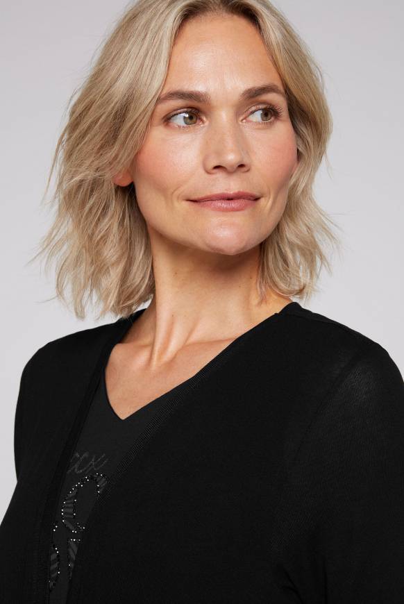 Soccx Feinstrick-Cardigan Mit Rücken-Print Black