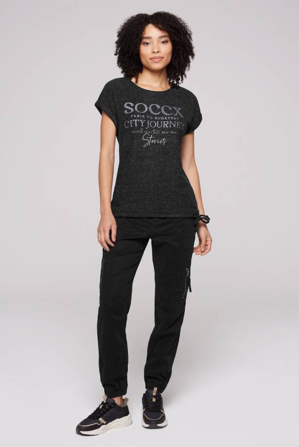 Soccx Flauschstrick-Shirt Mit Glitter Logo Black