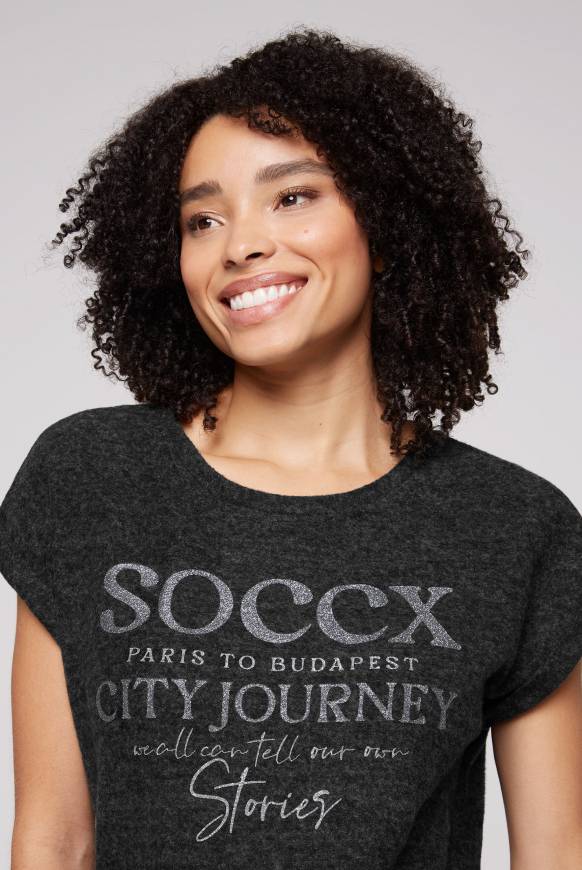 Soccx Flauschstrick-Shirt Mit Glitter Logo Black