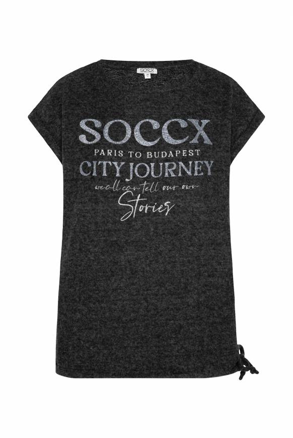 Soccx Flauschstrick-Shirt Mit Glitter Logo Black