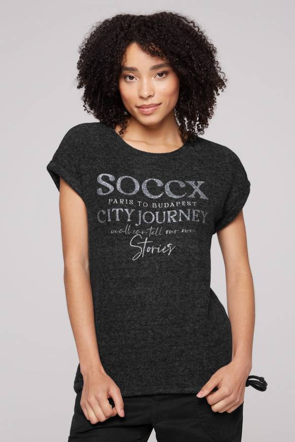 Soccx Flauschstrick-Shirt mit Glitter Logo black