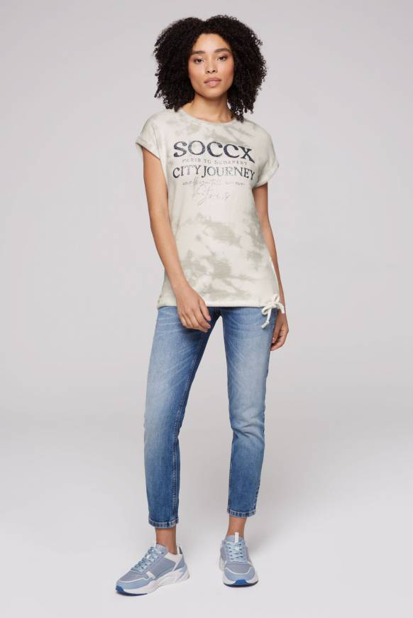 Soccx Flauschstrick-Shirt Mit Glitter Logo Ivory