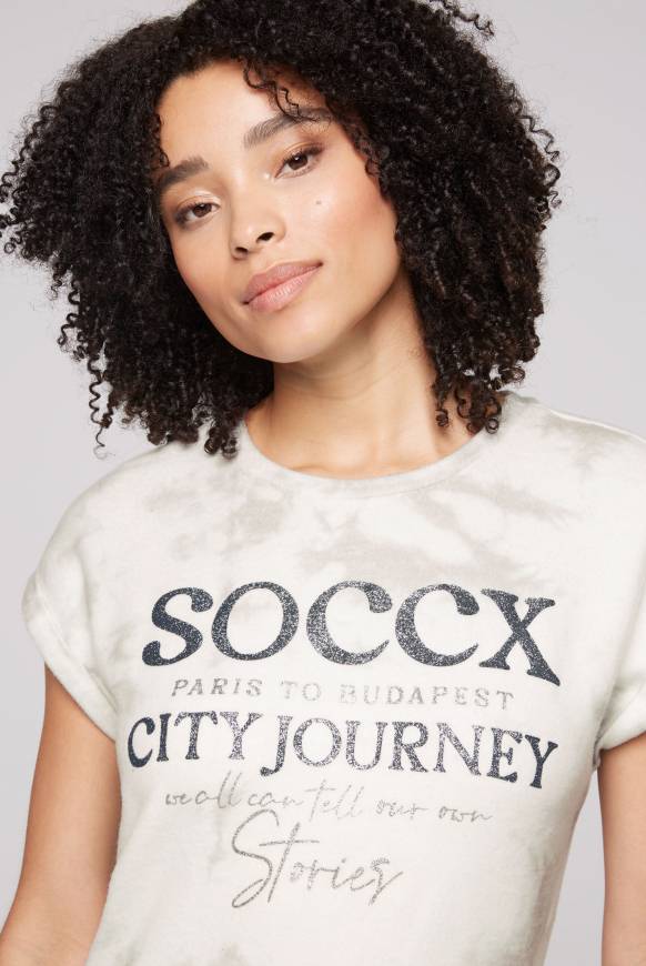 Soccx Flauschstrick-Shirt Mit Glitter Logo Ivory