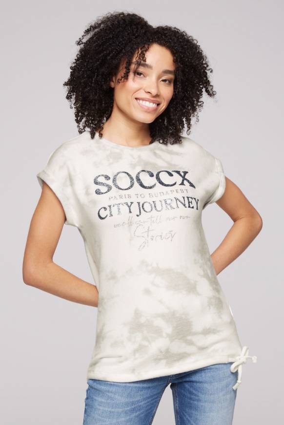 Soccx Flauschstrick-Shirt mit Glitter Logo ivory