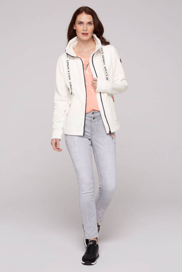 Soccx Fleecejacke Mit Tonigen Stepp-Details Ivory