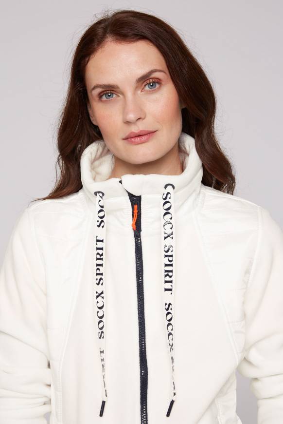 Soccx Fleecejacke Mit Tonigen Stepp-Details Ivory