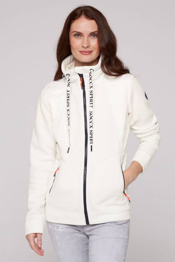 Soccx Fleecejacke mit tonigen Stepp-Details ivory