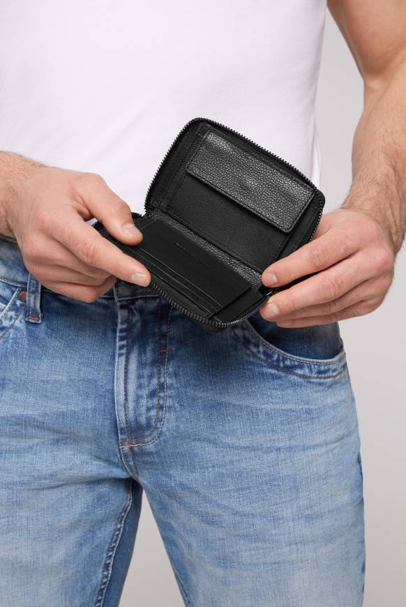 Soccx Geldbörse Mit Zipper Und Logo-Prägung Black