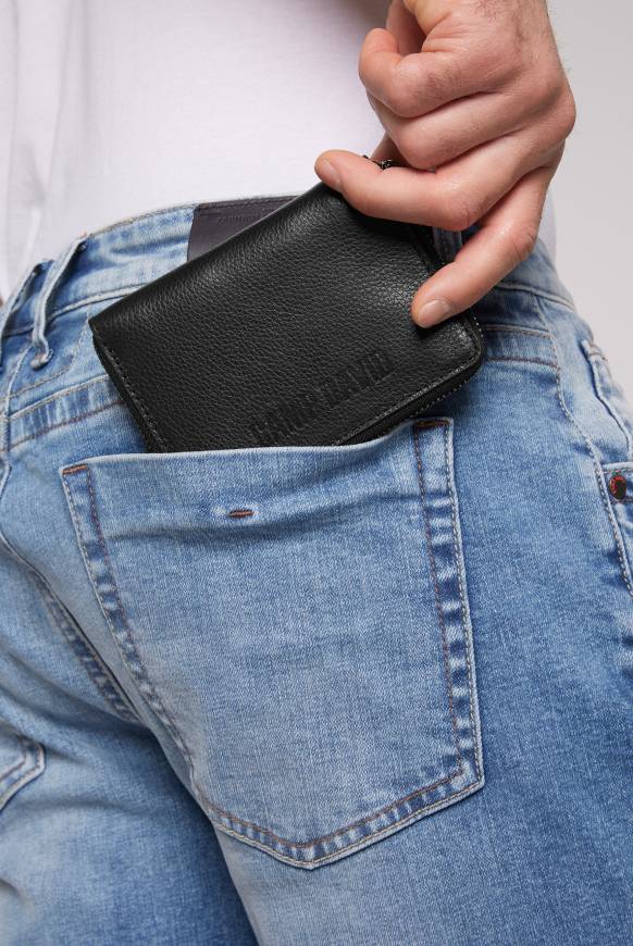 Soccx Geldbörse mit Zipper und Logo-Prägung black
