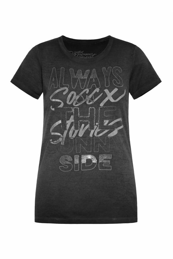 Soccx Geripptes T-Shirt Mit Artwork Black