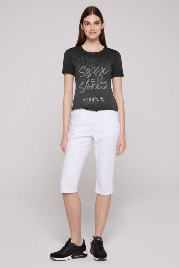 Soccx Geripptes T-Shirt Mit Artwork Black