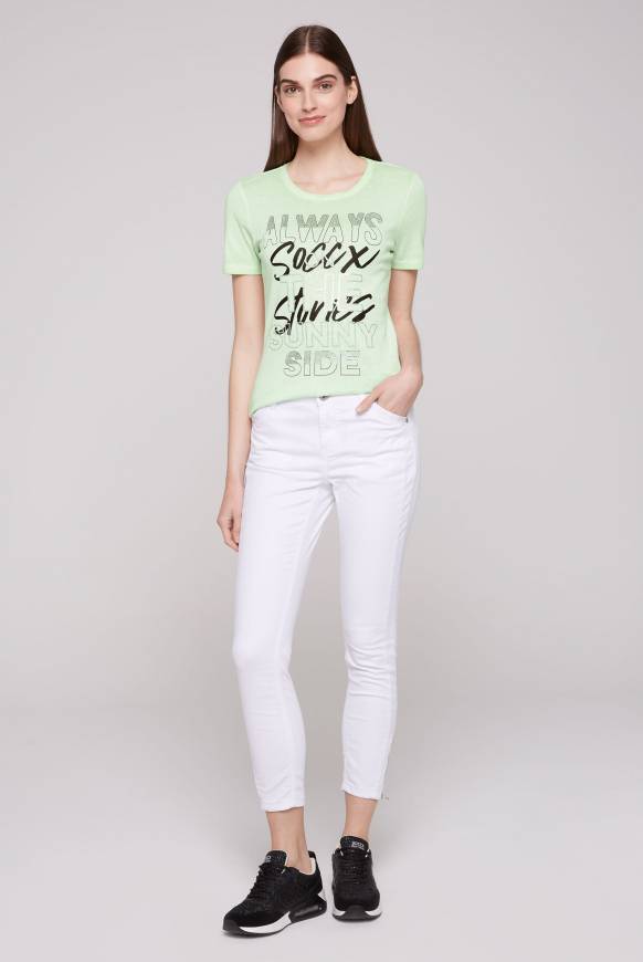 Soccx Geripptes T-Shirt Mit Artwork Light Green