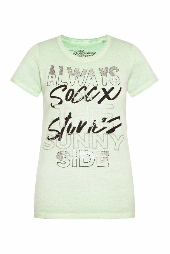 Soccx Geripptes T-Shirt Mit Artwork Light Green