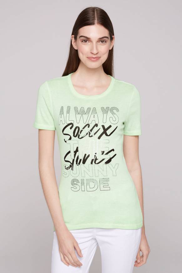 Soccx Geripptes T-Shirt mit Artwork light green