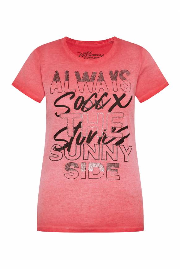 Soccx Geripptes T-Shirt Mit Artwork Red Orange