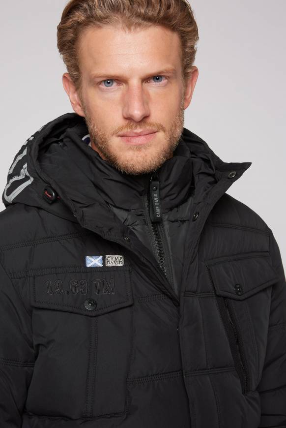 Soccx Gesteppte Jacke Mit Logo-Kapuze Black