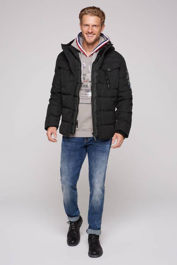 Soccx Gesteppte Jacke Mit Logo-Kapuze Black