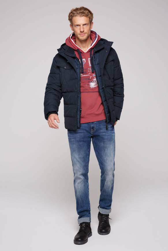 Soccx Gesteppte Jacke Mit Logo-Kapuze Blue Navy