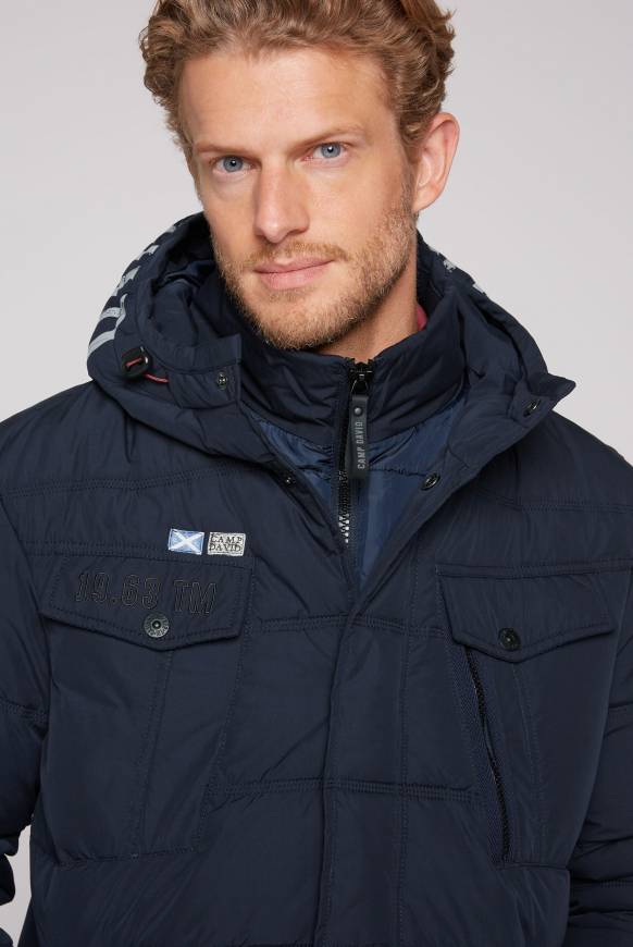 Soccx Gesteppte Jacke Mit Logo-Kapuze Blue Navy