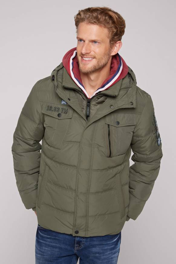 Soccx Gesteppte Jacke mit Logo-Kapuze medium khaki