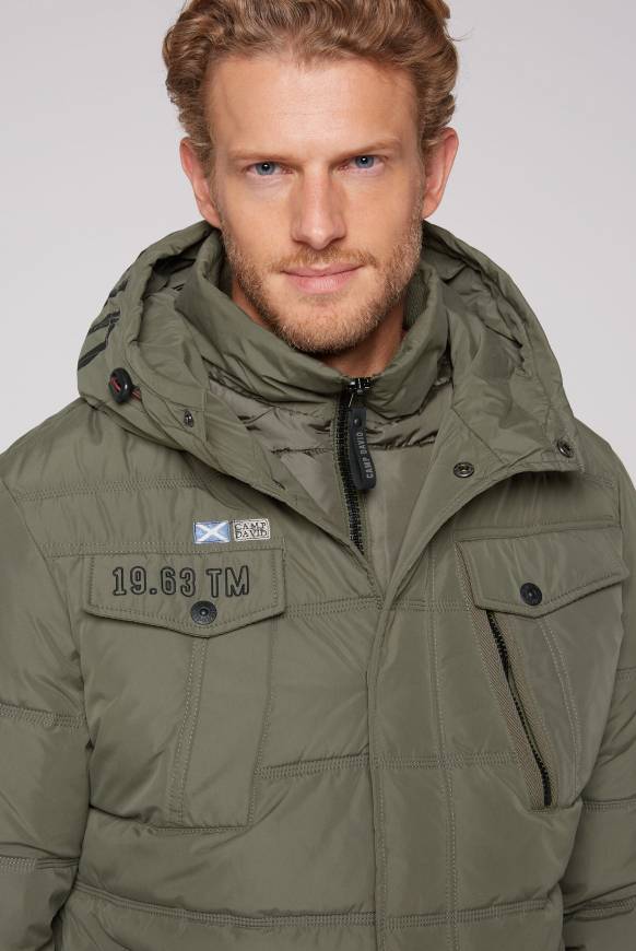 Soccx Gesteppte Jacke Mit Logo-Kapuze Medium Khaki