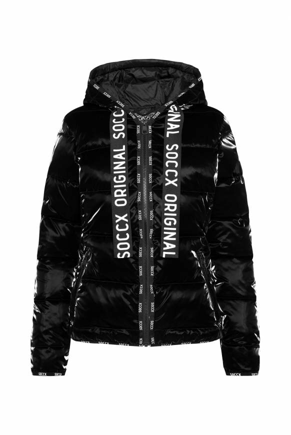 Soccx Glänzende Steppjacke Mit Samt-Optik Black