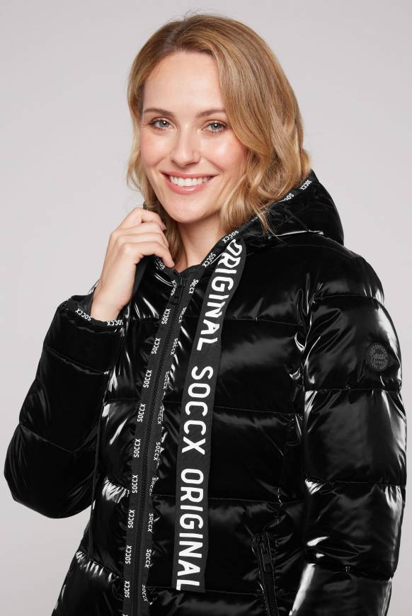 Soccx Glänzende Steppjacke Mit Samt-Optik Black